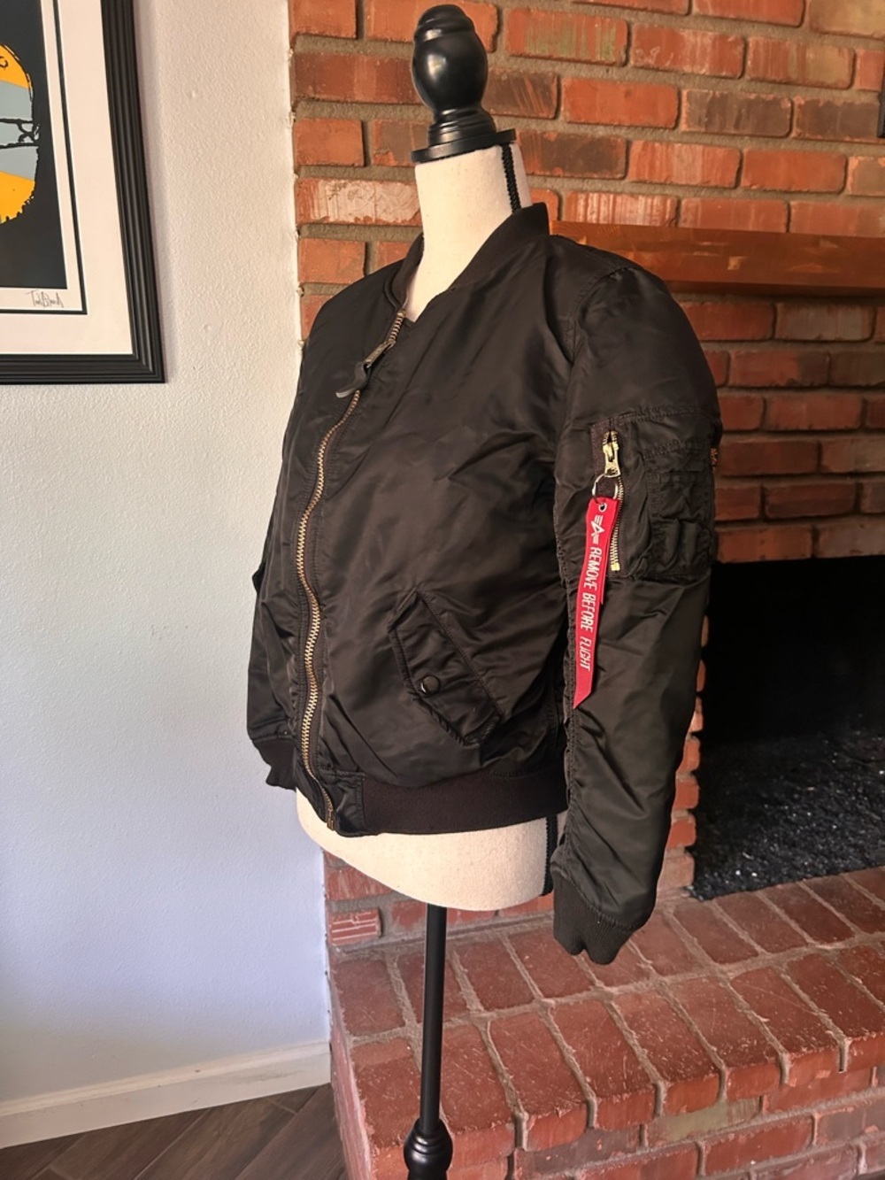 Alpha Industries 'MA-1' Slim Fit Bomber Jacket in Black Sz XS - Picture 6 of 12